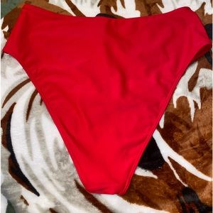Red high waisted bathing suit bottoms
